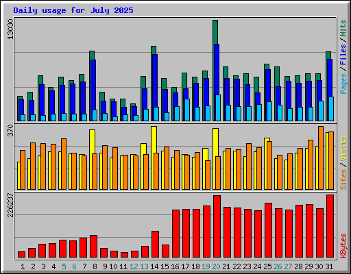 Daily usage for July 2025