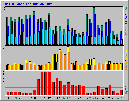 Daily usage for August 2025
